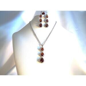 Topaz rhinestone necklace set, wedding  MOB prom party formal evening necklace